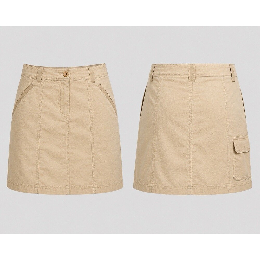Lands End Utility Cargo Skort Skirt Women 16 Khaki Beige Pockets Hiking Gorpcore